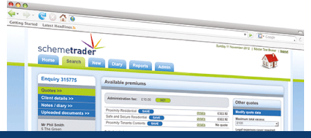 Scheme Trader supports multiple schemes from a panel of insurers.